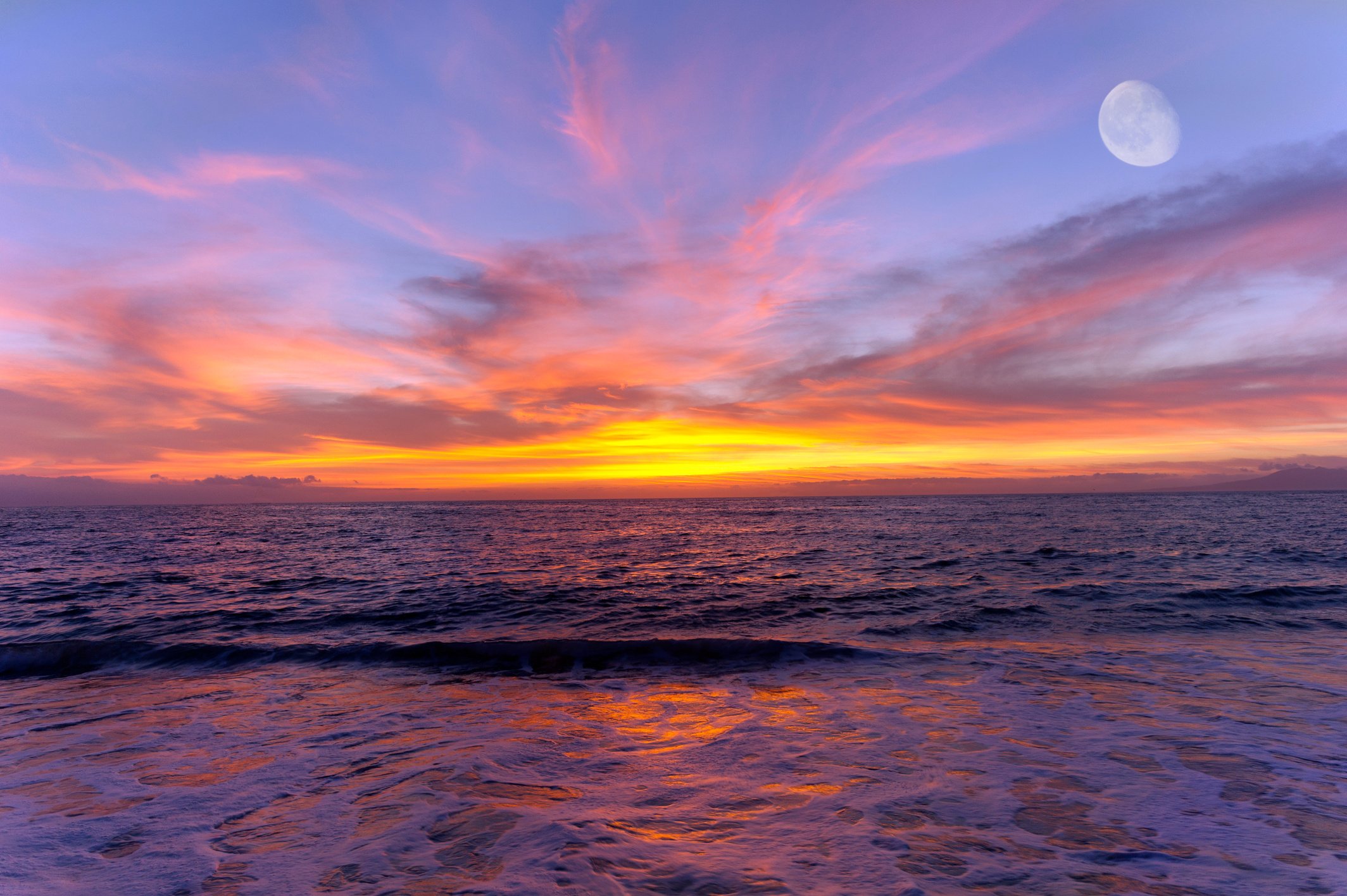 Ocean Sunset Moon